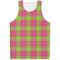 Pink Green And White Tartan Print Men's Tank Top