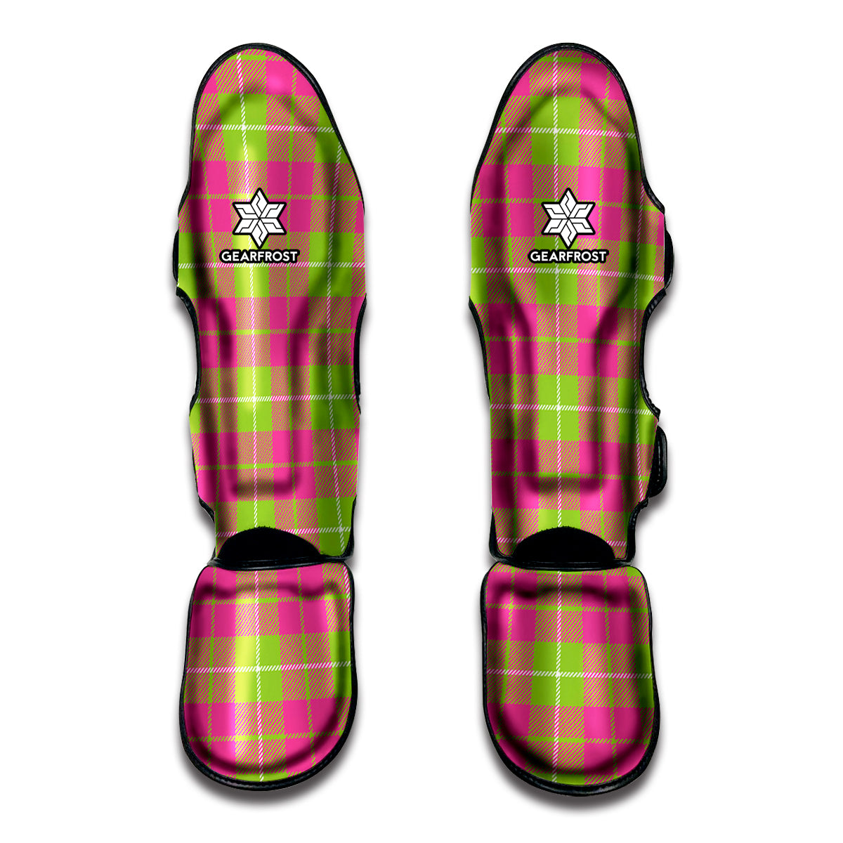 Pink Green And White Tartan Print Muay Thai Shin Guard