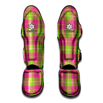 Pink Green And White Tartan Print Muay Thai Shin Guard