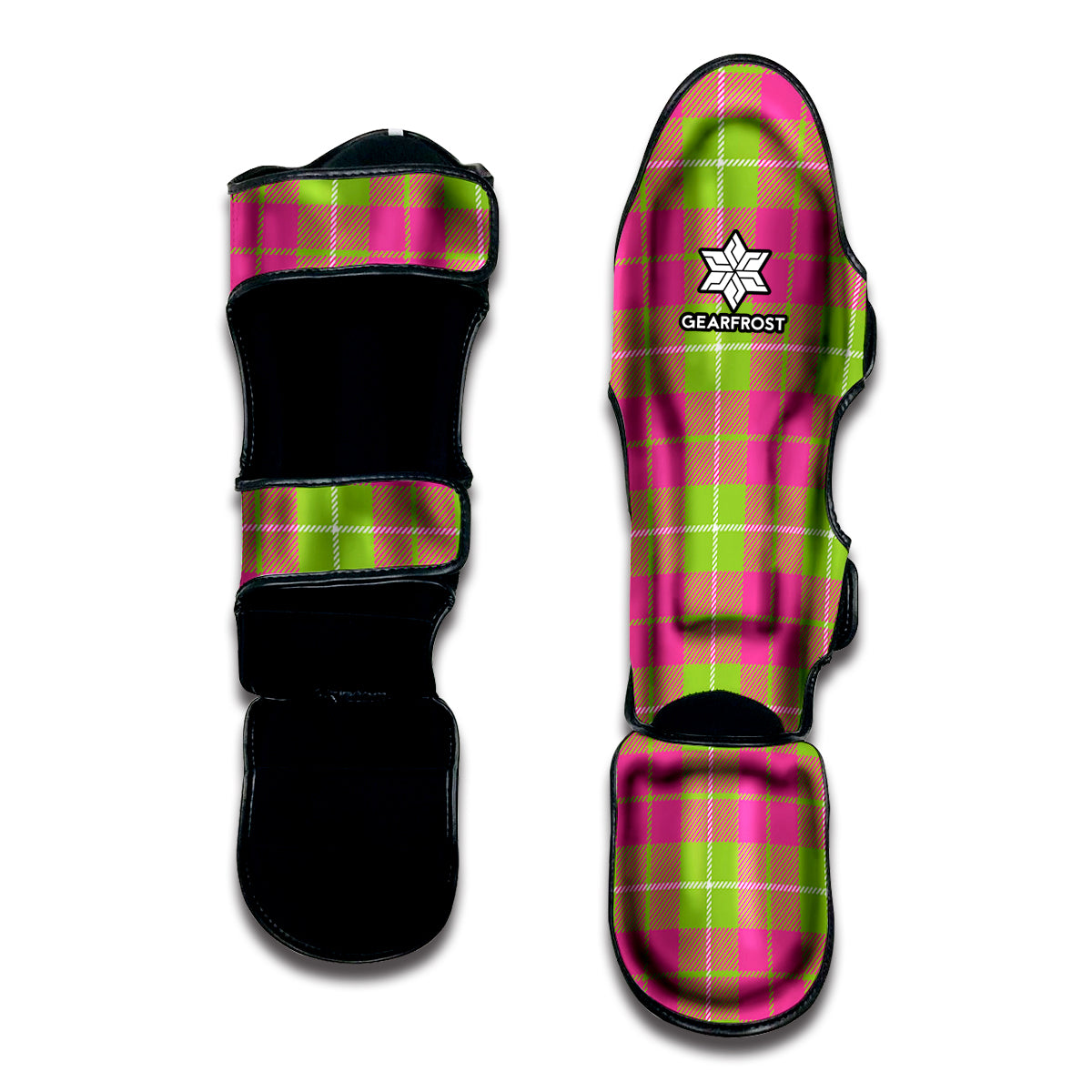 Pink Green And White Tartan Print Muay Thai Shin Guard
