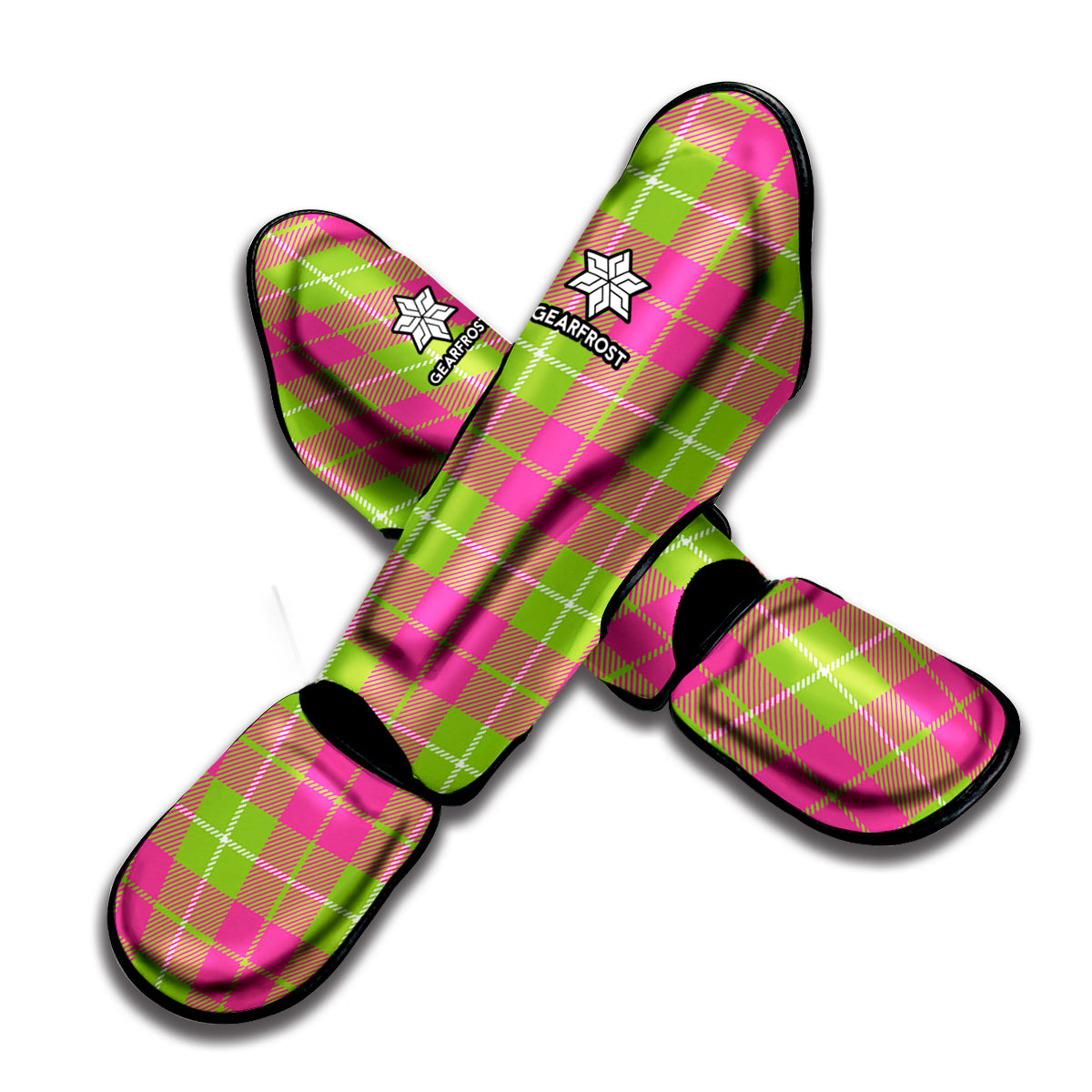 Pink Green And White Tartan Print Muay Thai Shin Guard