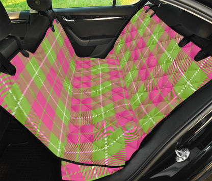 Pink Green And White Tartan Print Pet Car Back Seat Cover