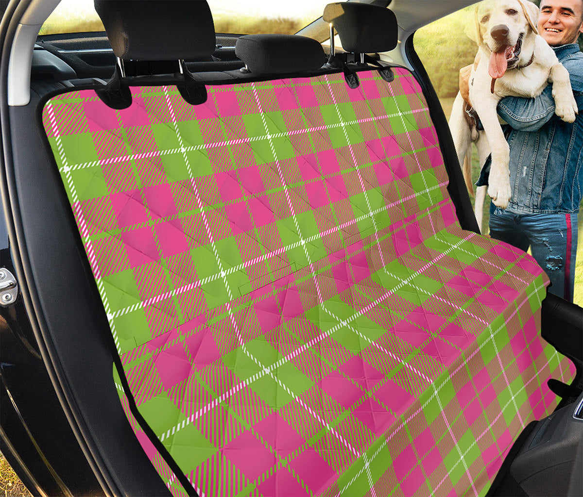 Pink Green And White Tartan Print Pet Car Back Seat Cover