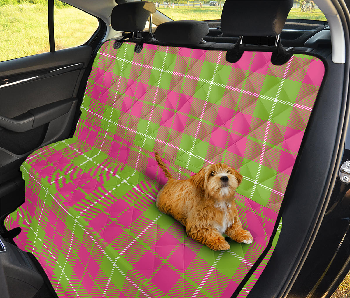 Pink Green And White Tartan Print Pet Car Back Seat Cover