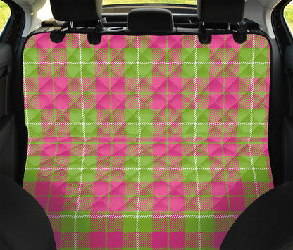 Pink Green And White Tartan Print Pet Car Back Seat Cover