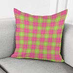 Pink Green And White Tartan Print Pillow Cover