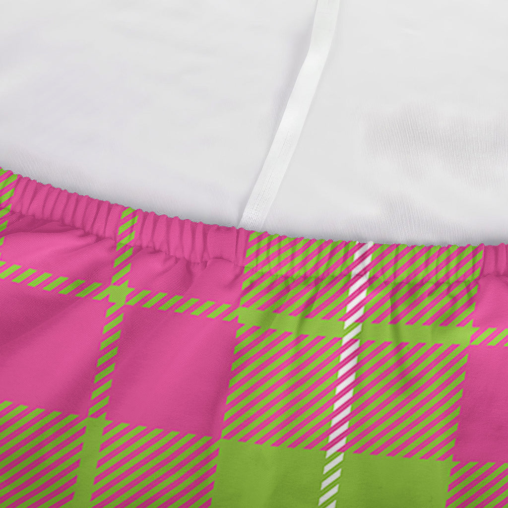 Pink Green And White Tartan Print Sofa Cover