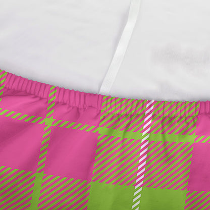 Pink Green And White Tartan Print Sofa Cover