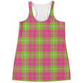 Pink Green And White Tartan Print Women's Racerback Tank Top