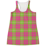 Pink Green And White Tartan Print Women's Racerback Tank Top