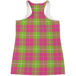 Pink Green And White Tartan Print Women's Racerback Tank Top