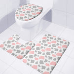 Pink Grey And White Cow Print 3 Piece Bath Mat Set