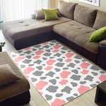 Pink Grey And White Cow Print Area Rug GearFrost