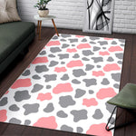 Pink Grey And White Cow Print Area Rug GearFrost
