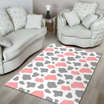 Pink Grey And White Cow Print Area Rug GearFrost