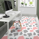 Pink Grey And White Cow Print Area Rug GearFrost