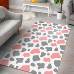 Pink Grey And White Cow Print Area Rug GearFrost