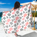Pink Grey And White Cow Print Beach Sarong Wrap