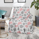 Pink Grey And White Cow Print Blanket