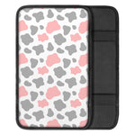 Pink Grey And White Cow Print Car Center Console Cover