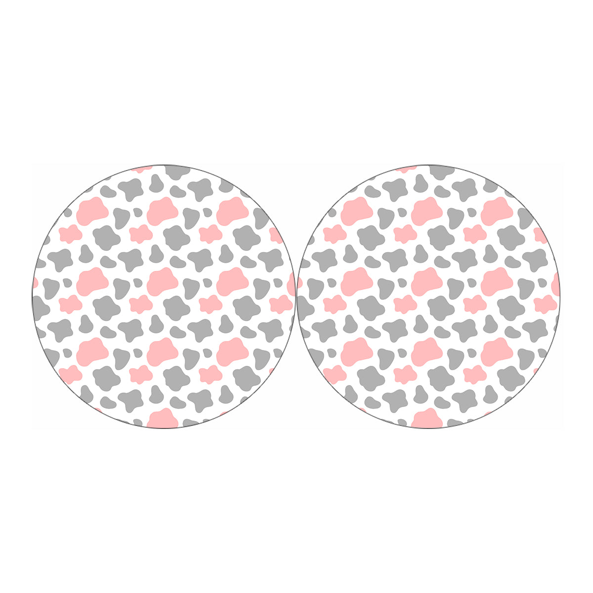 Pink Grey And White Cow Print Car Coasters
