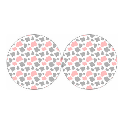 Pink Grey And White Cow Print Car Coasters
