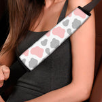Pink Grey And White Cow Print Car Seat Belt Covers