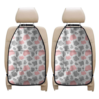 Pink Grey And White Cow Print Car Seat Organizers