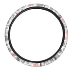 Pink Grey And White Cow Print Car Steering Wheel Cover