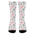 Pink Grey And White Cow Print Crew Socks
