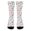 Pink Grey And White Cow Print Crew Socks