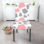 Pink Grey And White Cow Print Dining Chair Slipcover
