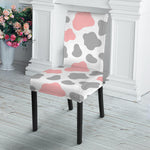 Pink Grey And White Cow Print Dining Chair Slipcover