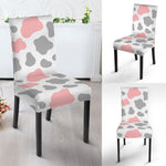 Pink Grey And White Cow Print Dining Chair Slipcover