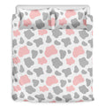 Pink Grey And White Cow Print Duvet Cover Bedding Set