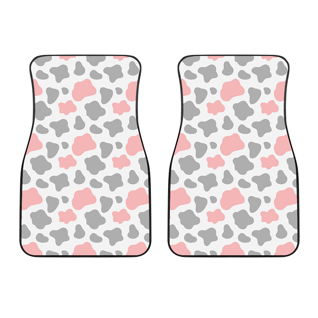 Pink Grey And White Cow Print Front Car Floor Mats