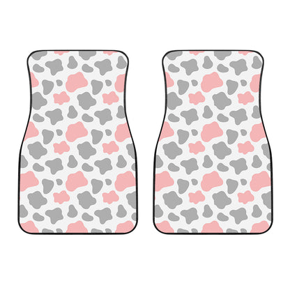 Pink Grey And White Cow Print Front Car Floor Mats