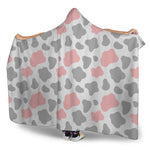 Pink Grey And White Cow Print Hooded Blanket