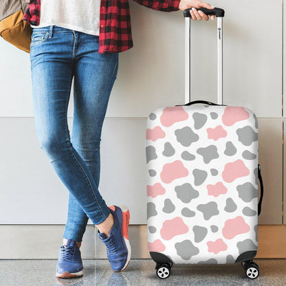 Pink Grey And White Cow Print Luggage Cover GearFrost
