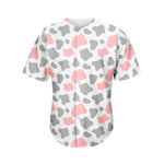 Pink Grey And White Cow Print Men's Baseball Jersey