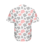 Pink Grey And White Cow Print Men's Baseball Jersey