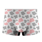 Pink Grey And White Cow Print Men's Boxer Briefs