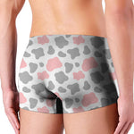 Pink Grey And White Cow Print Men's Boxer Briefs