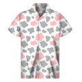 Pink Grey And White Cow Print Men's Short Sleeve Shirt