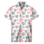 Pink Grey And White Cow Print Men's Short Sleeve Shirt