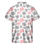 Pink Grey And White Cow Print Men's Short Sleeve Shirt