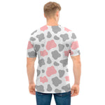 Pink Grey And White Cow Print Men's T-Shirt