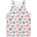 Pink Grey And White Cow Print Men's Tank Top