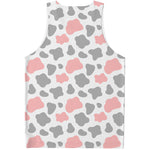 Pink Grey And White Cow Print Men's Tank Top