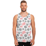 Pink Grey And White Cow Print Men's Tank Top